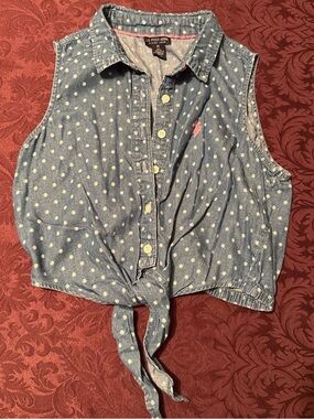 Ralph Lauren polka dot Tie-Front Sleeveless Shirt - Blue